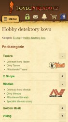 LovecPokladu.cz - mobilní varianta